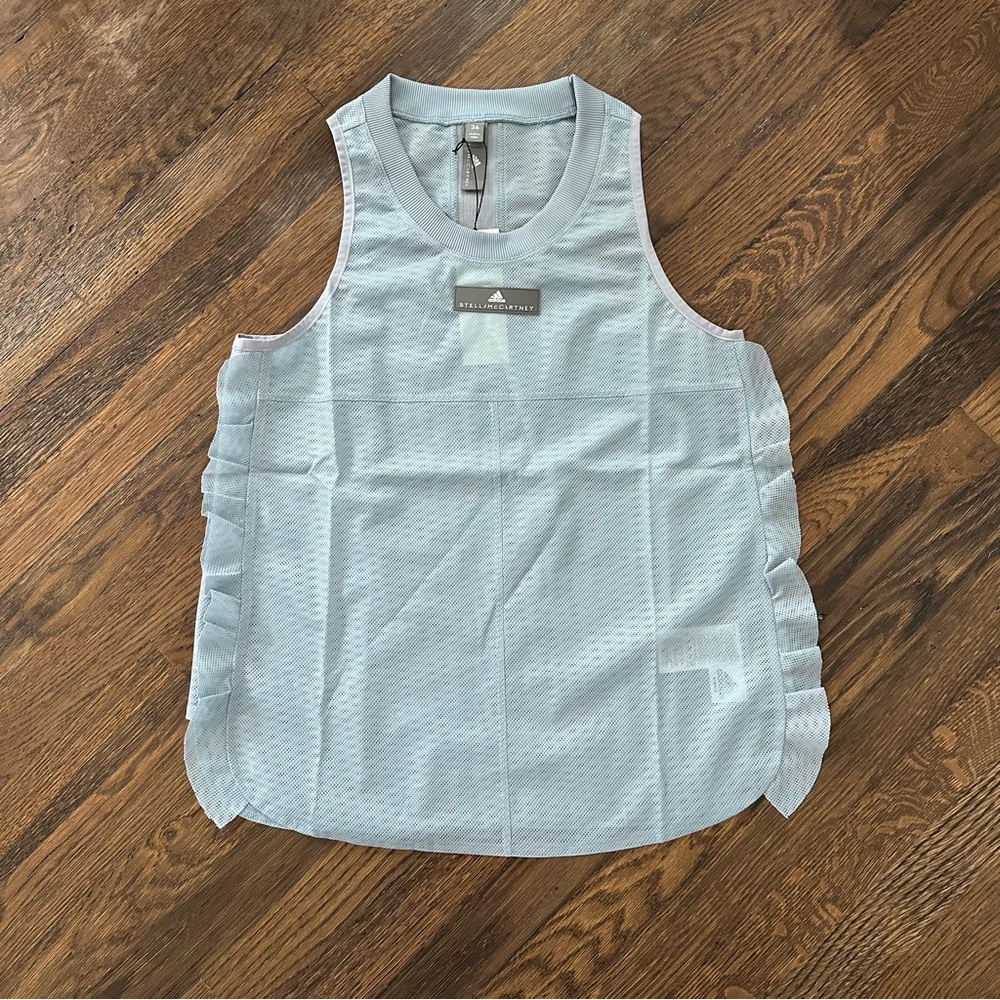Adidas x Stella McCartney Light Blue ruffled performance Sleeveless Top